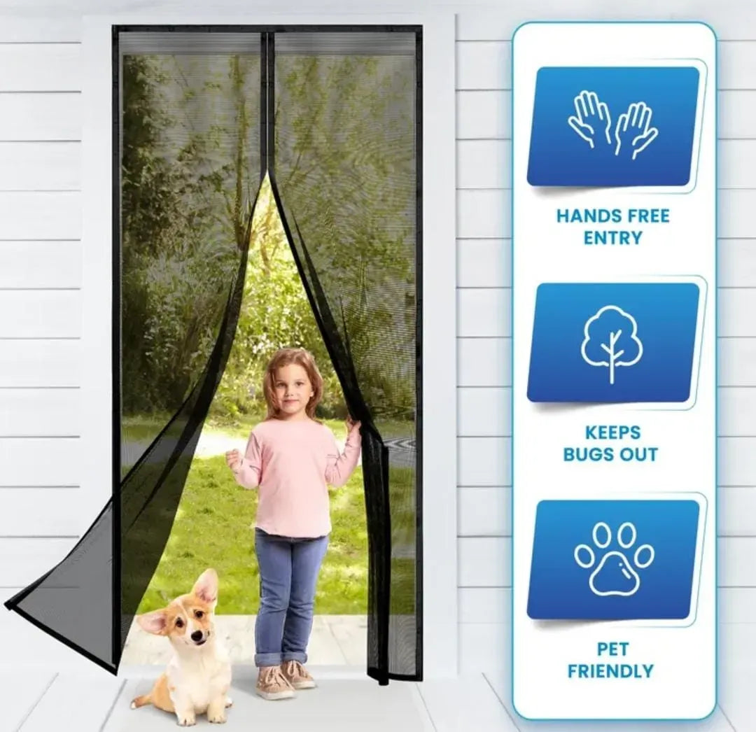 Hands-Free Retractable Magic Mesh Screen Door β Magnetic Closure, Easy Install, Keeps Bugs Out