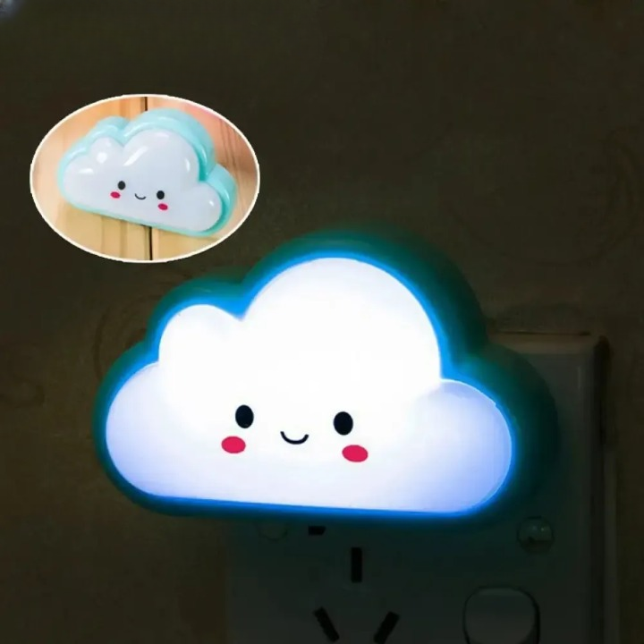 Smiley Cloud Plug-In LED Night Light β Soft Warm Glow Baby Lamp, Kids Night Light for Bedroom & Nursery