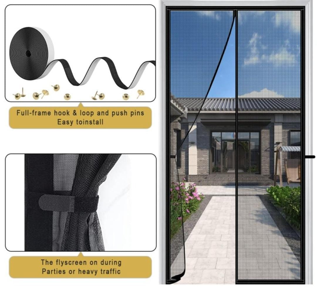 Hands-Free Retractable Magic Mesh Screen Door β Magnetic Closure, Easy Install, Keeps Bugs Out
