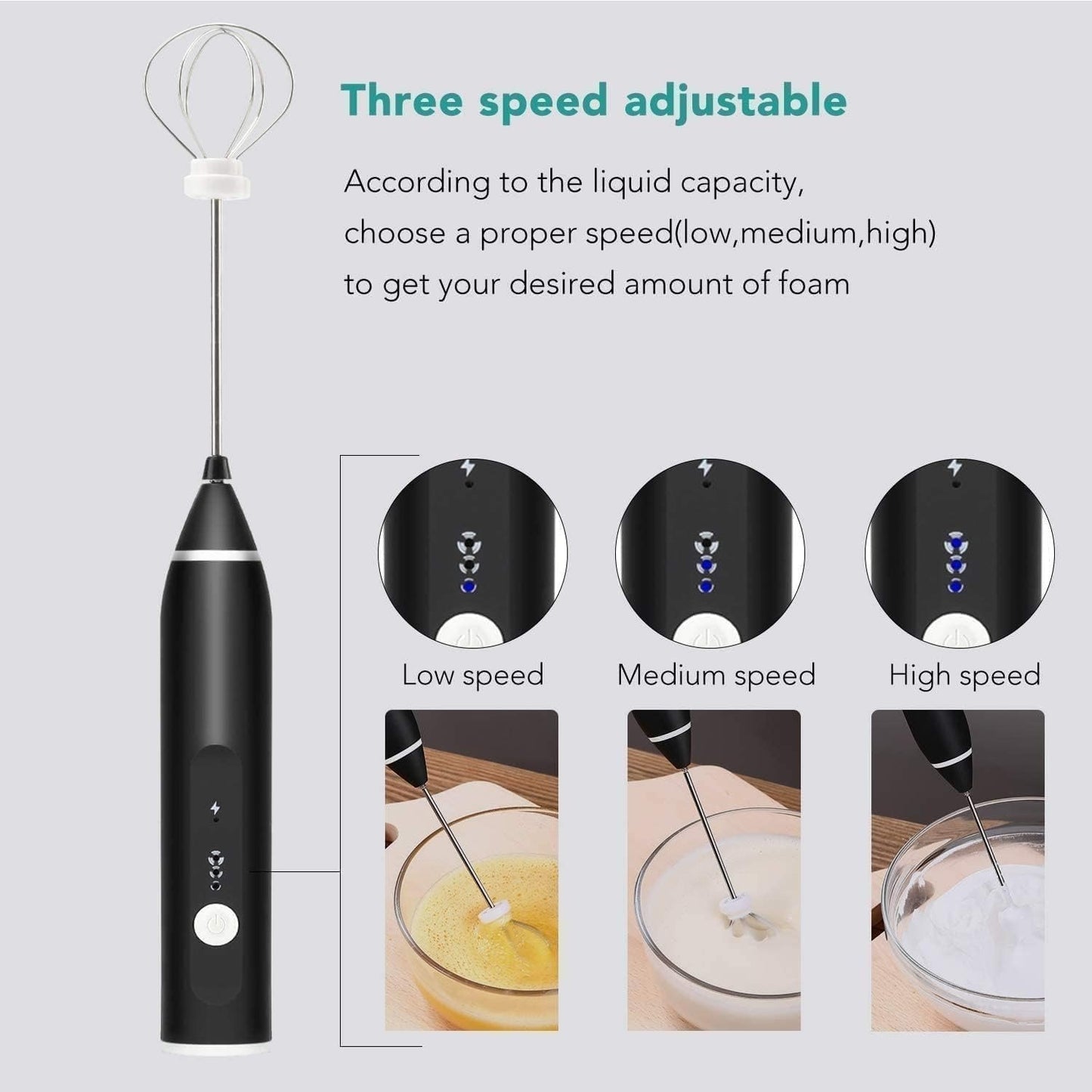 2 in 1 Rechargeable Milk Frother Wand β Powerful Handheld Whisk & Drink Mixer for Coffee, Latte, Cappuccino, Hot Chocolate & Beverages