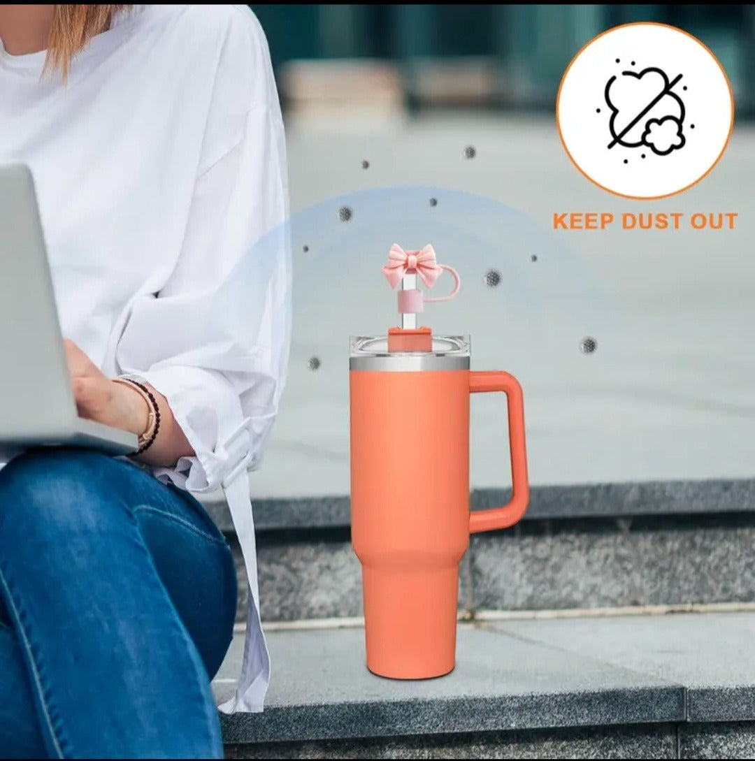 1PC Cute Bow Straw Cap Cover for 10mm Straws β Fits Stanley Tumbler Cups, Dustproof & Leak-Resistant