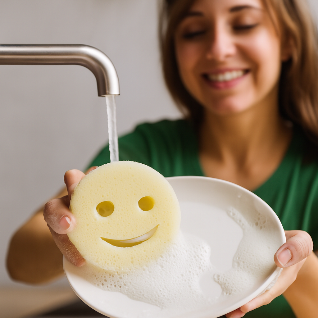 Smiley Face Scrub Sponge β Mr. & Mrs. Scrub | Gentle on Surfaces, Tough on Messes