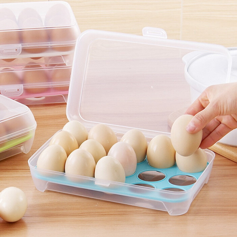 15-Grid Egg Storage Container β BPA-Free Plastic Refrigerator Organizer with Lockable Lid