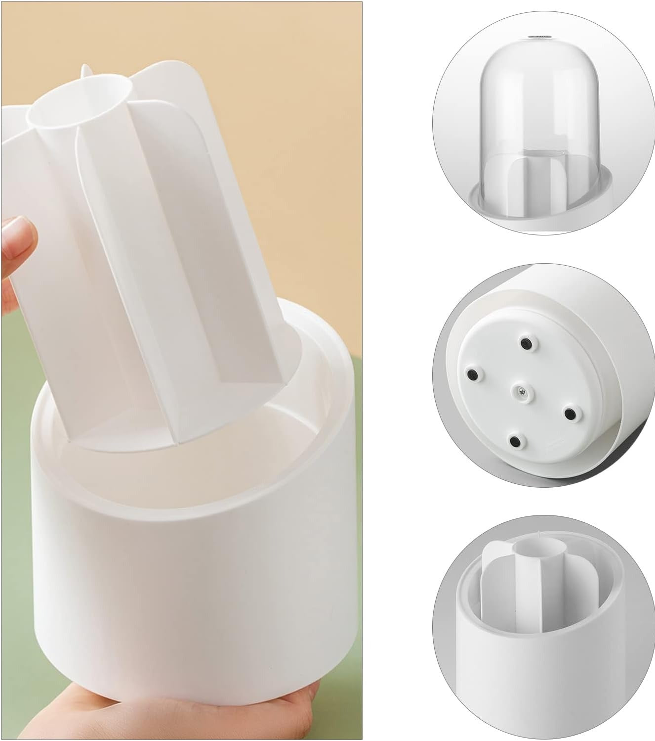 360° Rotating Makeup Brush Organizer | Elegant Makeup Brush Holder with Clear Dome Cover