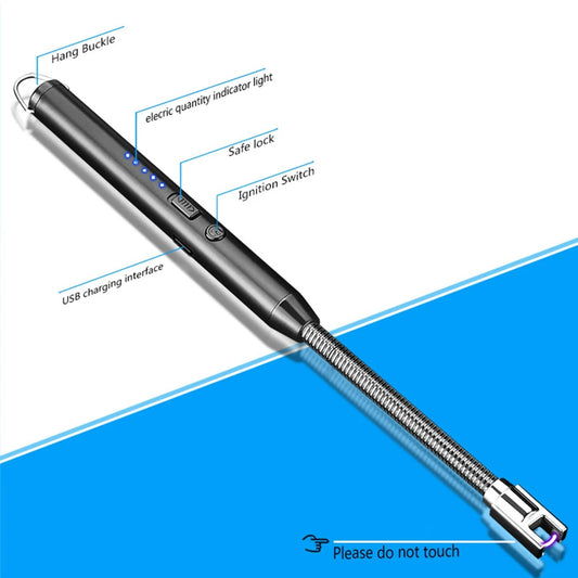 360° Outdoor Kitchen Lighter | USB Rechargeable Electronic Arc Lighter With Flexible Neck, Safety Lock
