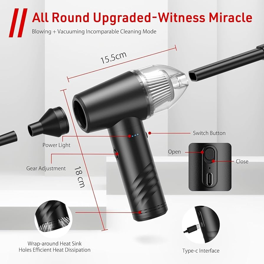 Mini Wireless Vacuum – Portable Duster & Blower for Car, Home & Electronics