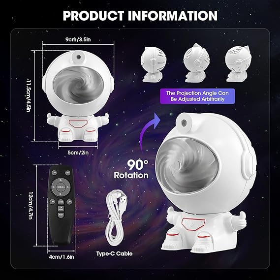 Astronaut Galaxy Star Projector – Kids Night Light
