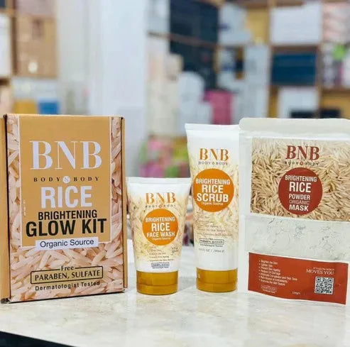 BNB Whitening Rice Extract Bright & Glow Facial Kit