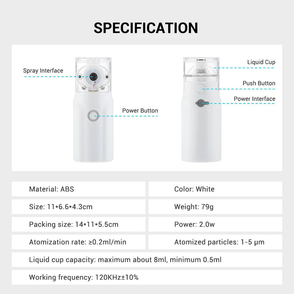 Portable Nebulizer Machine for Asthma – Rechargeable Inhaler for Kids & Adults