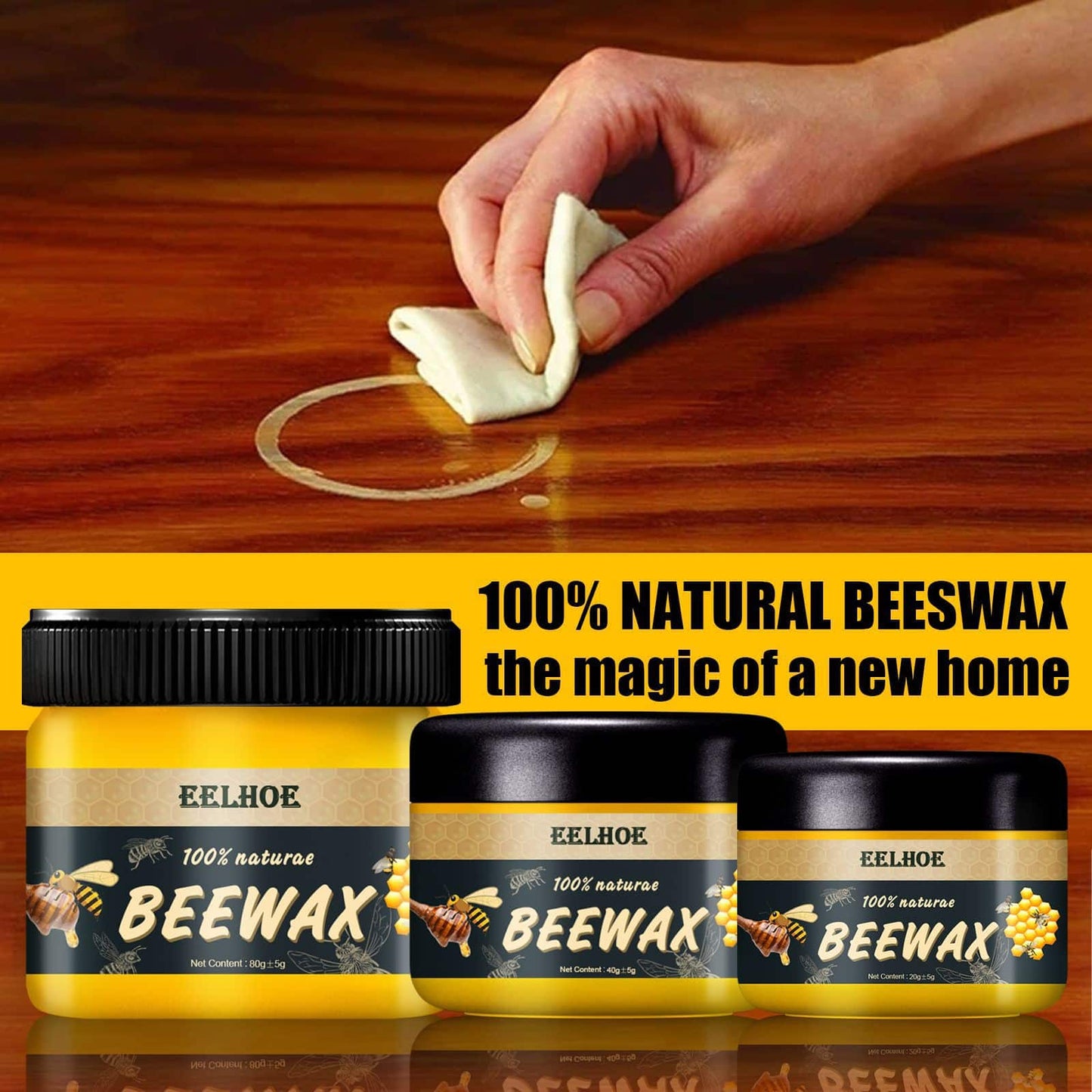 Beeswax Wood Polish – Waterproof Furniture Care & Shine Restorer