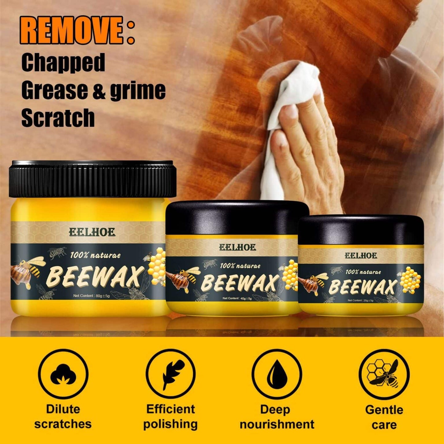 Beeswax Wood Polish – Waterproof Furniture Care & Shine Restorer