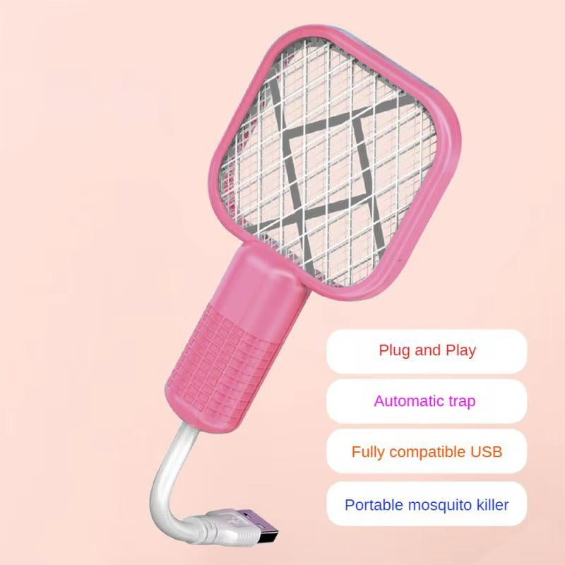 Mini USB Rechargeable Mosquito Racket – Portable Electric Bug Zapper with UV Light for Indoor & Outdoor Use