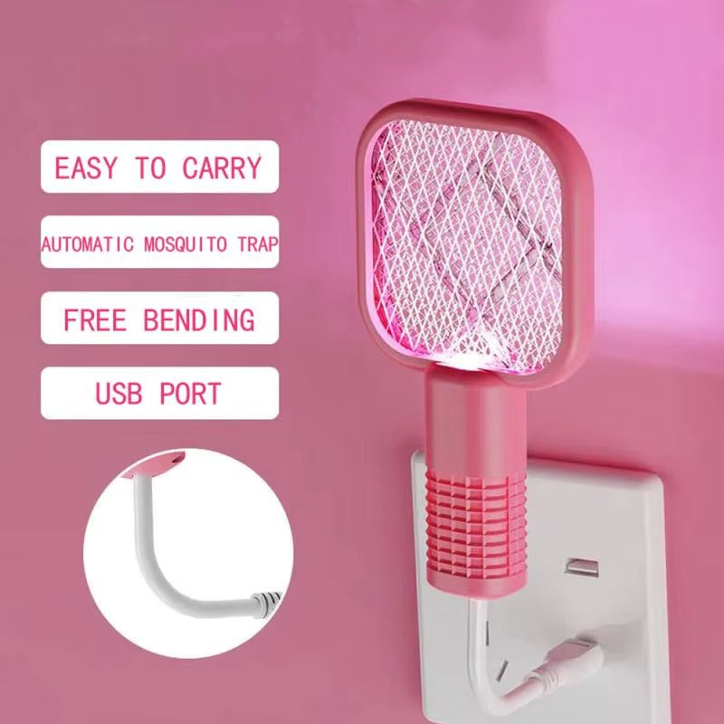 Mini USB Rechargeable Mosquito Racket – Portable Electric Bug Zapper with UV Light for Indoor & Outdoor Use