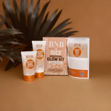 Bnb Whitening Rice Extract Bright & Glow Kit (with Box)(Bar code)