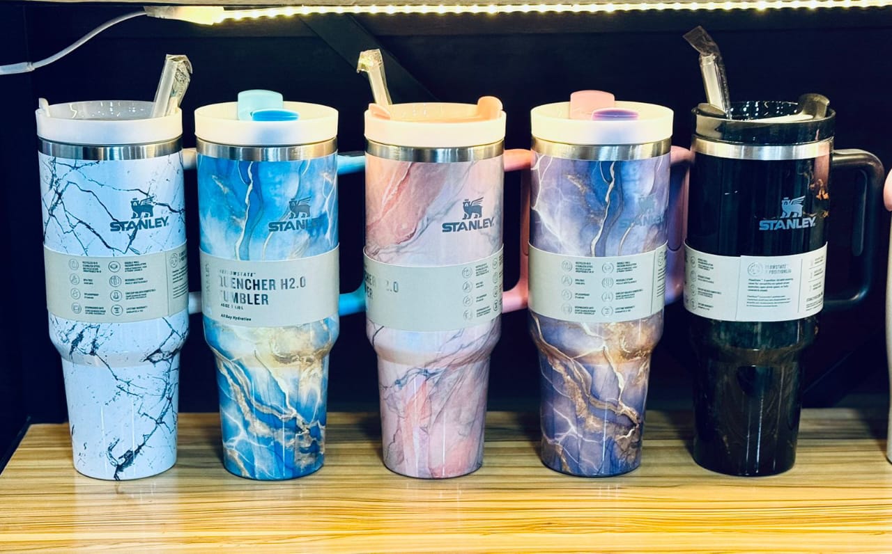 1200ml Stainless Steel Marble Stanley Tumbler | Vacuum Insulated Travel Mug