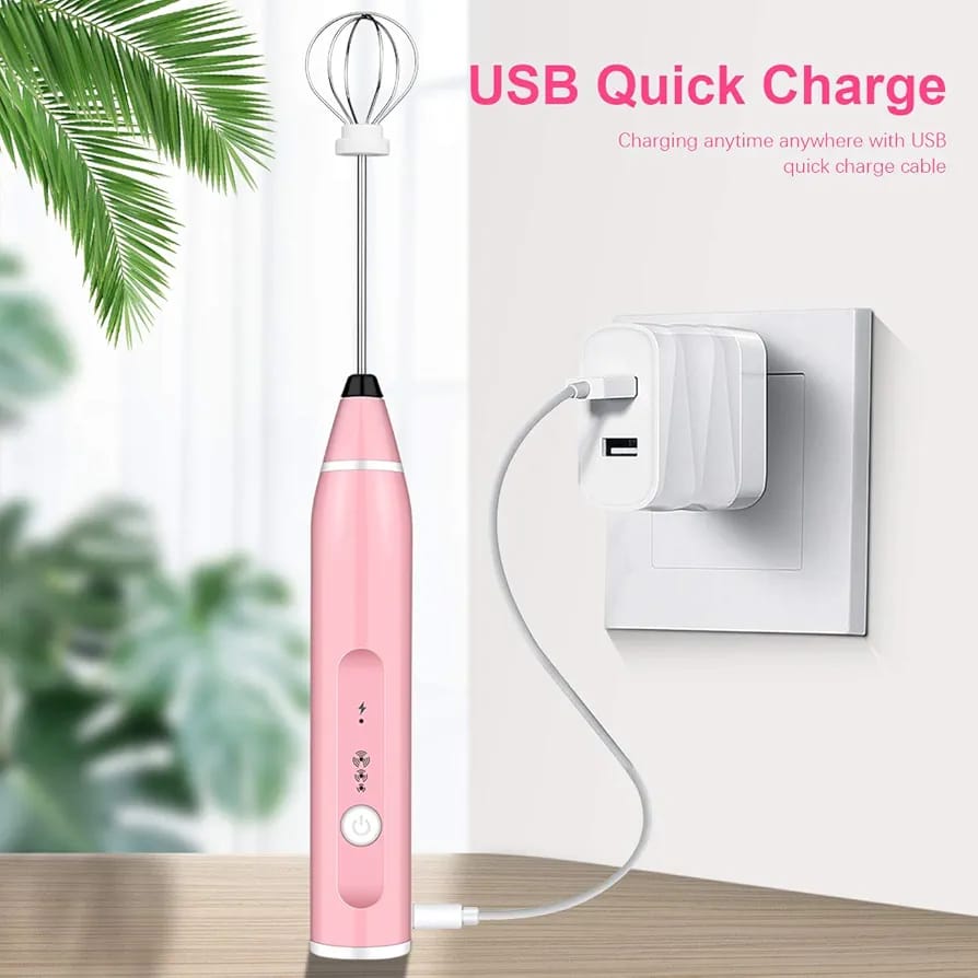 Rechargeable Handheld Milk Frother – 3-Speed Electric