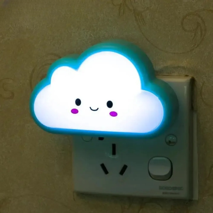 Smiley Cloud Plug-In LED Night Light – Soft Warm Glow Baby Lamp, Kids Night Light for Bedroom & Nursery