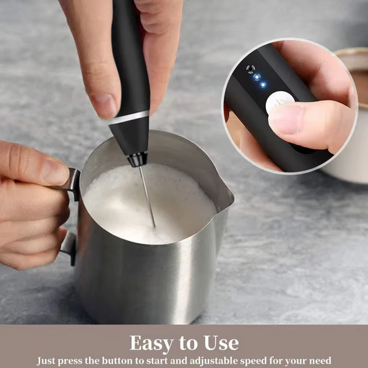 2 in 1 Rechargeable Milk Frother Wand – Powerful Handheld Whisk & Drink Mixer for Coffee, Latte, Cappuccino, Hot Chocolate & Beverages
