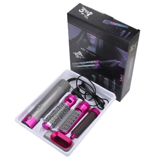High Quality 5 In 1 Hair Styler Brush | Hair Straightener, Curler, Blow Dryer & Volumizer