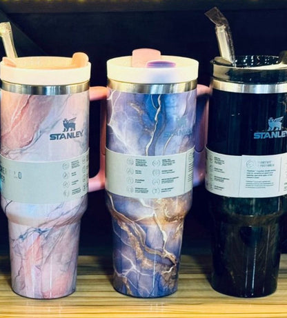 1200ml Stainless Steel Marble Stanley Tumbler | Vacuum Insulated Travel Mug