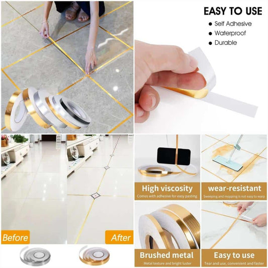 Golden Tile Gap Tape – Waterproof Self-Adhesive Decorative Trim