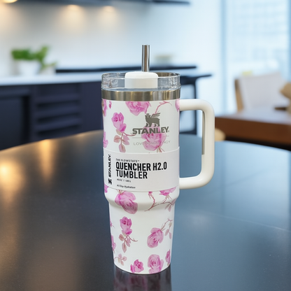 1200ml Stainless Steel Marble Stanley Tumbler | Vacuum Insulated Travel Mug